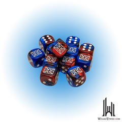 WWII GREAT BRITAIN GEMINI BLUE-RED/WHITE 12D6 16MM DICE BLOCK